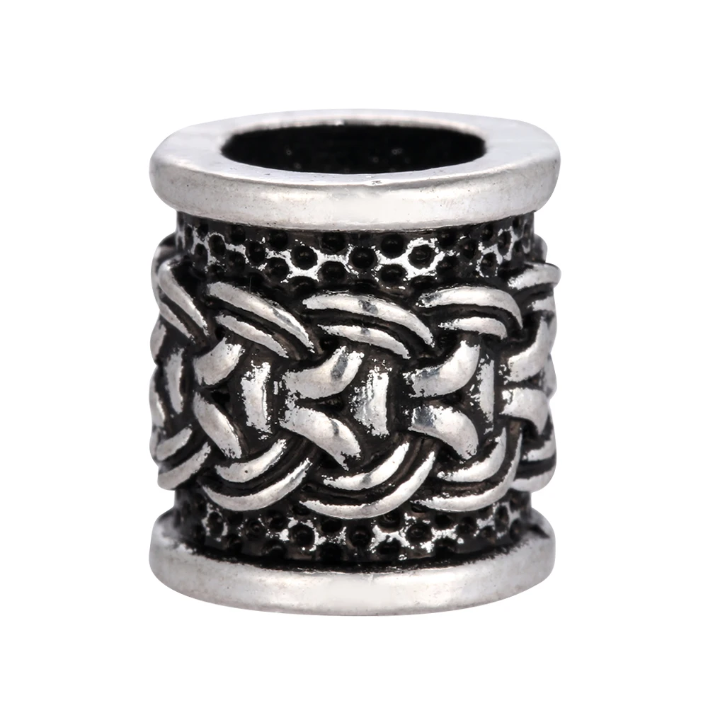 

Vintage Viking Knots Runes Beads Beard Bead Antique Silver Hair Bead for Men Women