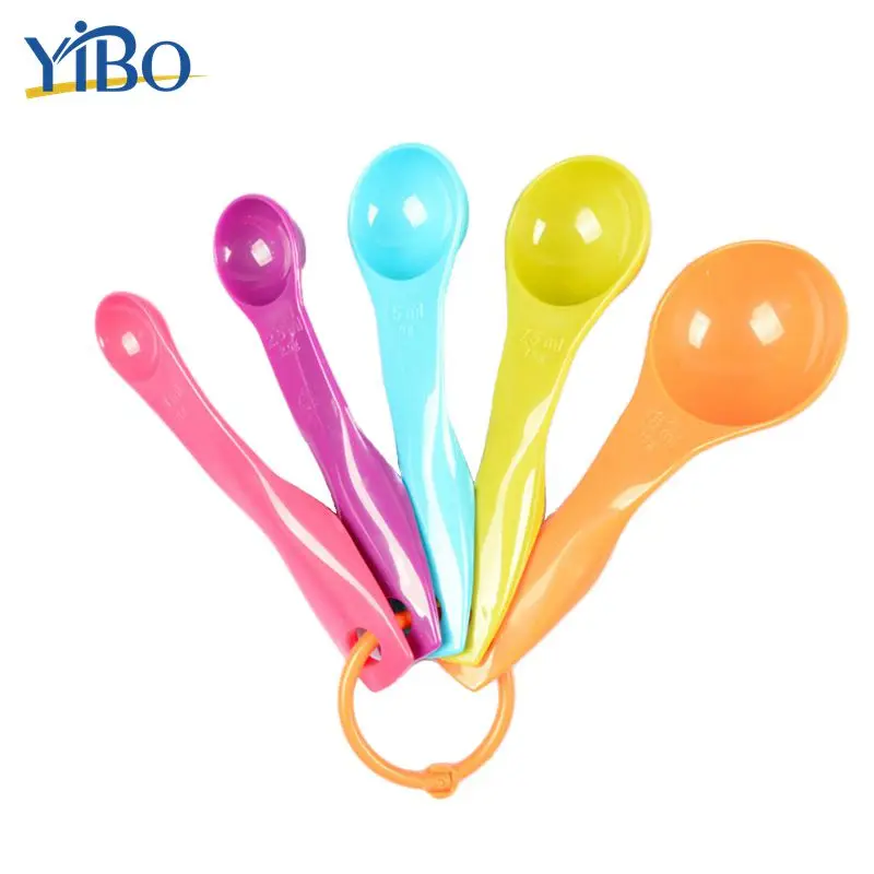 

YIBO 5Pcs/Set Plastic Measuring Spoons Set 1/2.5/5/7.5/15g/ml Sugar Coffee Cake Baking Spoon Kitchen Tool