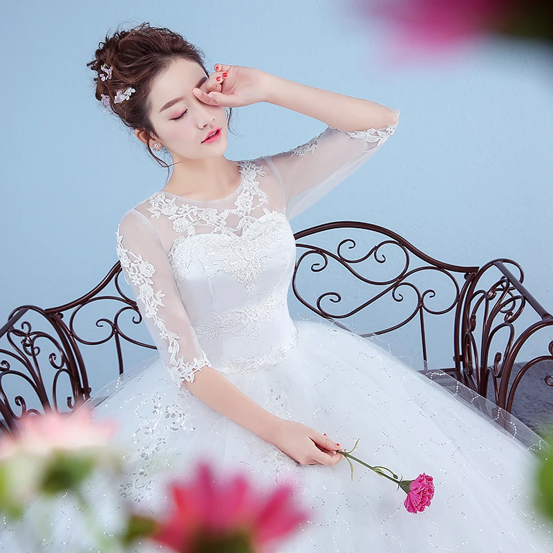 

Fansmile New Vintage Tulle Vestidos de Novia Free Shipping Wedding Dress 2019 Ball Gown Princess Wedding Bride Dress FSM-628F