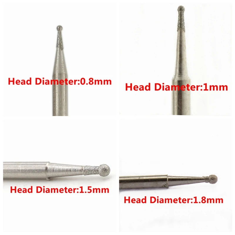 11-20 шт алмазная шлифовальная головка биты сферические 0,8-8 мм нефритовые резные заусенцы покрытие камня лапидарные инструменты для Dremel аксессуары