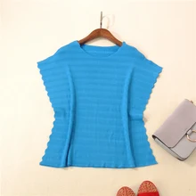 Miyake/Новая модная универсальная кружевная эластичная тонкая рубашка с обеих сторон, плиссированная футболка