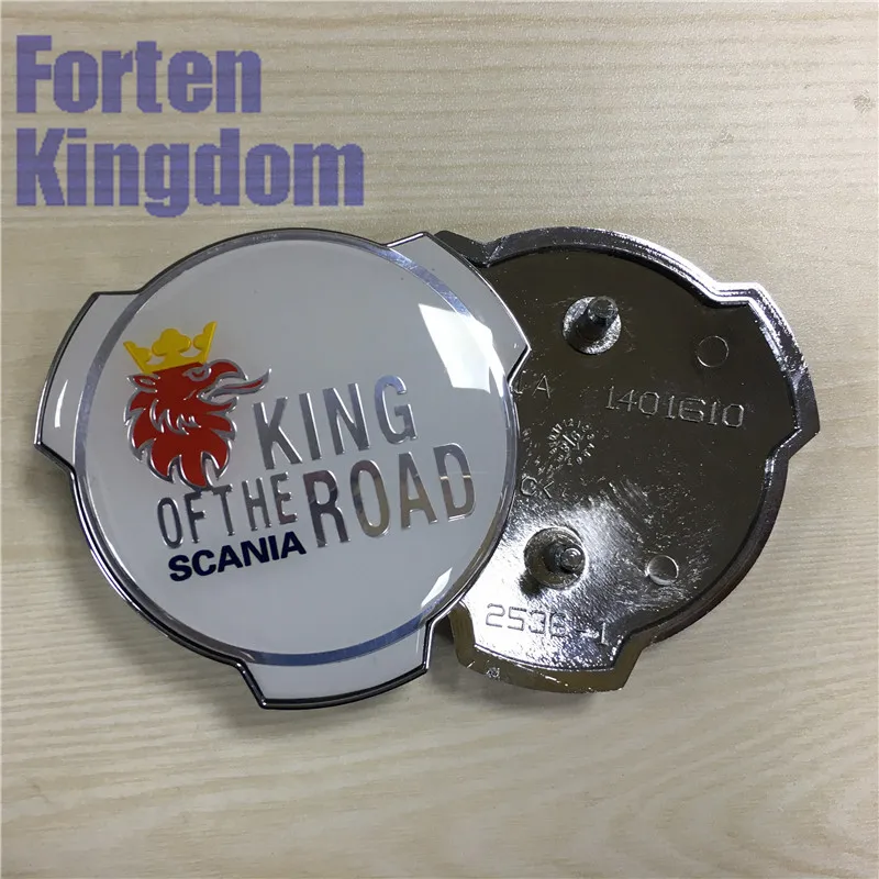 

Forten Kingdom 1 Piece For Scania King Of The Road White Silver Logo ABS 80mm Car Front Grill Grille Emblem Truck Badge 1401610