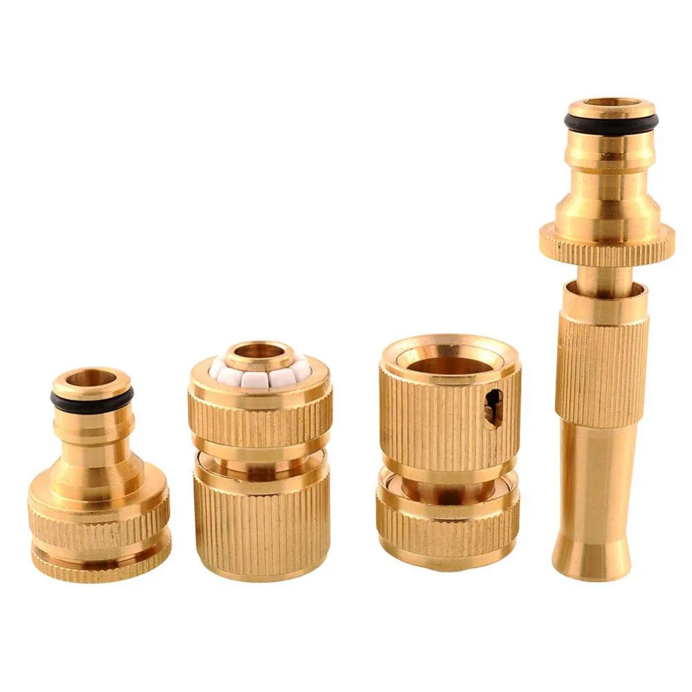 4Pcs/lot Brass Threaded Faucet Hose Water Pipe Tap Connectors Nozzle