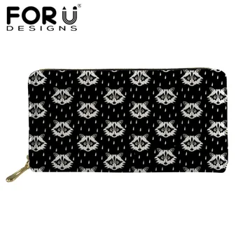 

FORUDESIGNS Women Long Wallets Raccoon Printing Coin Purse for Female Pu Leather Clutch Money Bags Travel Card Holder Wallets