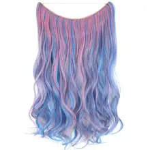 Topreety fibra sintética resistente ao calor cabelo 110gr ondulado elasticidade invisível fio de cabelo de auréola extensões