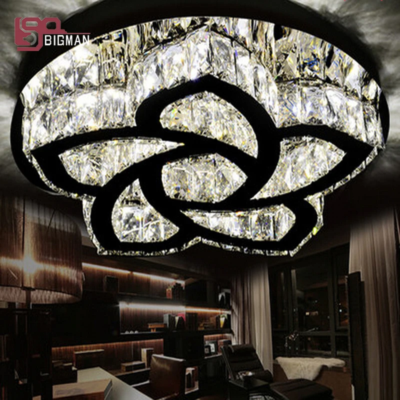 

new design K9 crystal LED ceiling light modern crystal ceiling lamp for living room plafon cristal led light Dia50cm