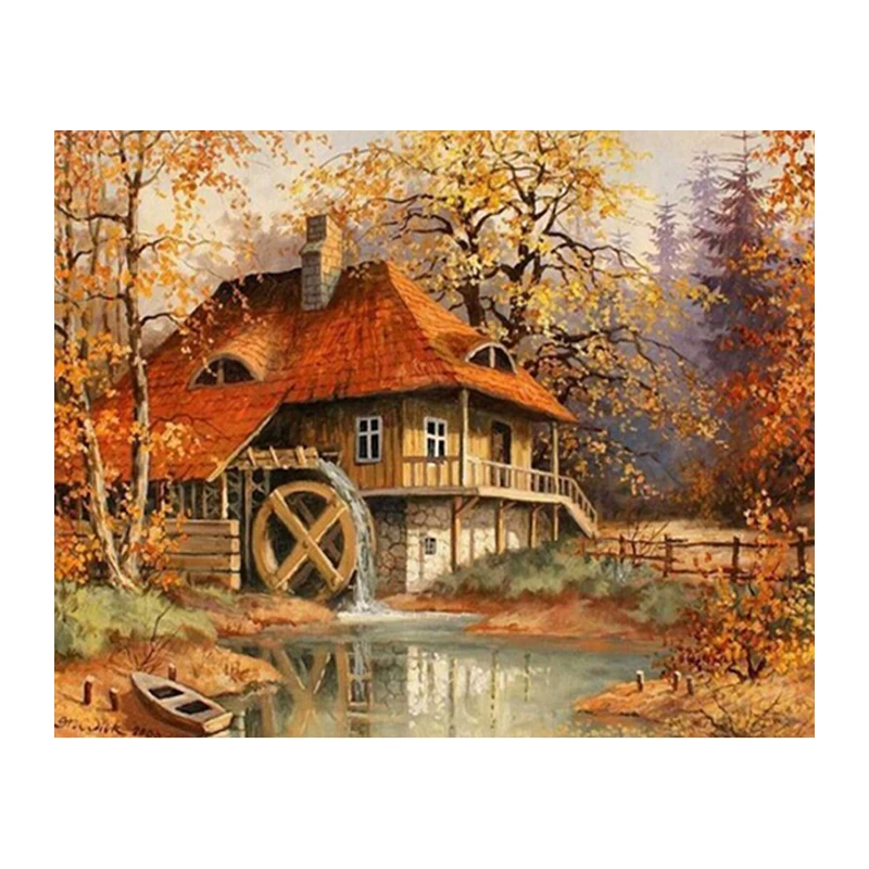 5D Diamond Painting Cross Stitch Color Cultural Heritage Old Building Classic Figure 3D Round Diamond Painting 