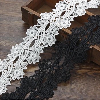

14Yards White Black Lace Trim Hollow Out Laces Ribbon DIY Garment Curtain Bags