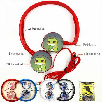 

Customized Headsets Cartoon Travel Frog Anime Headphone HIFI Sport Gaming Headset Stereo Headphones with Microphone for Phone PC