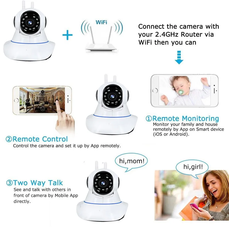 HD IP камера беспроводная домашняя камера беспроводной связи wifi двухсторонняя аудио CCTV камера Детский Монитор 720 P 1080 P ночного видения wifi камера