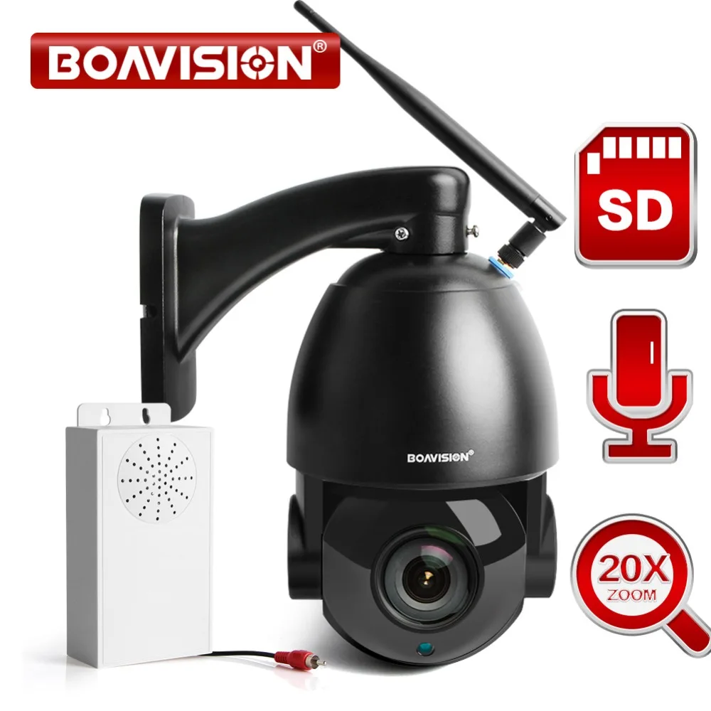 Goedkoop NIEUWE 1080 p Draadloze PTZ Dome IP Camera WIFI Outdoor 20x Optische Zoom Cctv Video Camera Audio Talk Speaker 80 m IR PTZ Cam