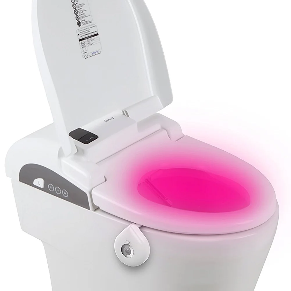 16-Цвет подсветка для унитаза светодиодный свет туалет датчик движения освещение туалета сиденье унитаза свет движение активированный Ночная брызг