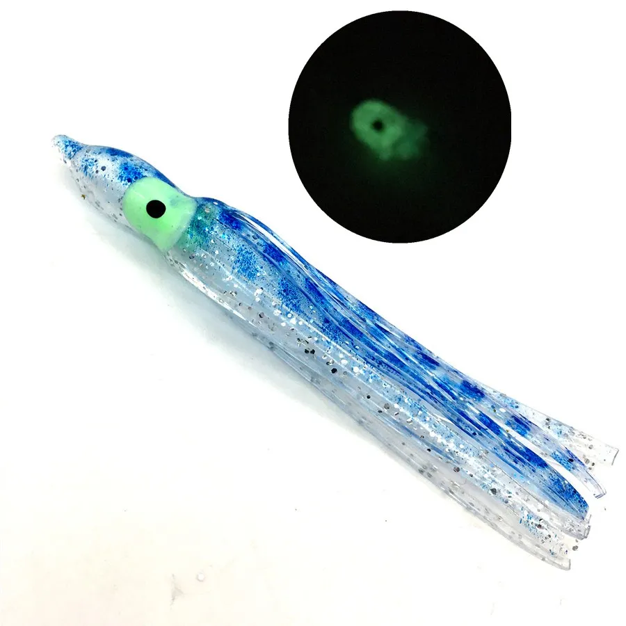 10 Pz * 7Cm Gonna Calamari Luminosa Polpo Richiamo Morbido Di Pesca Tonno Pesce Marinaio Marlin Esca Pesca In Mare Pesca A Traina Gonna Maschera Di Go