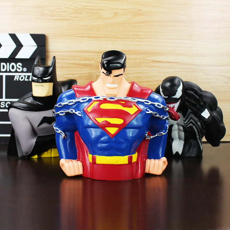 

1Pcs The Super Man Superman Batman Venom Figure Doll Toy Piggy Bank Save Money Box Spiderman 18cm/20cm Great Gift