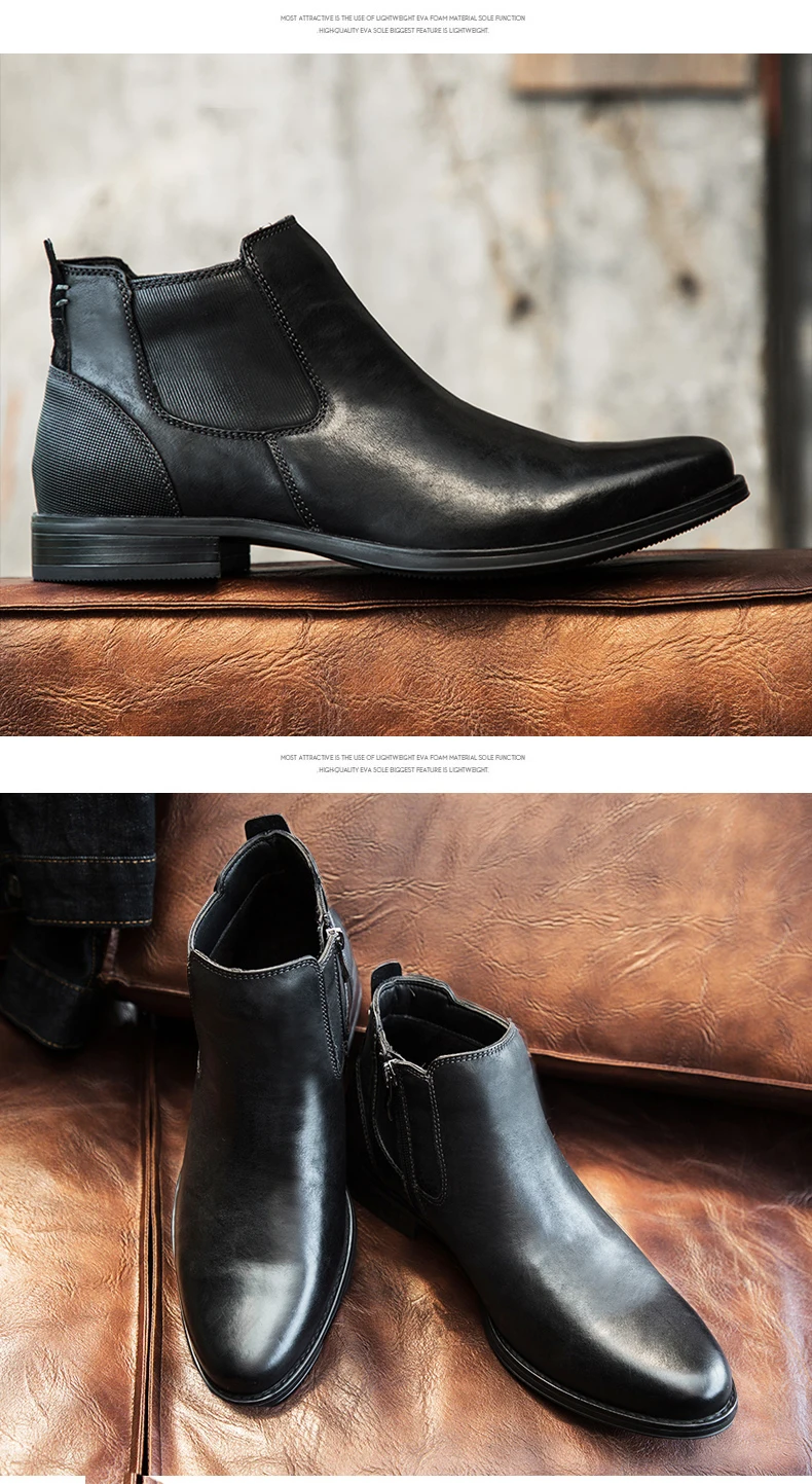 DESERT RAM Brand Men's Boots Genuine Leather Oxford Dress Shoes Male British Chelsea Shoe Mens Winter Business Point Footwear (11)