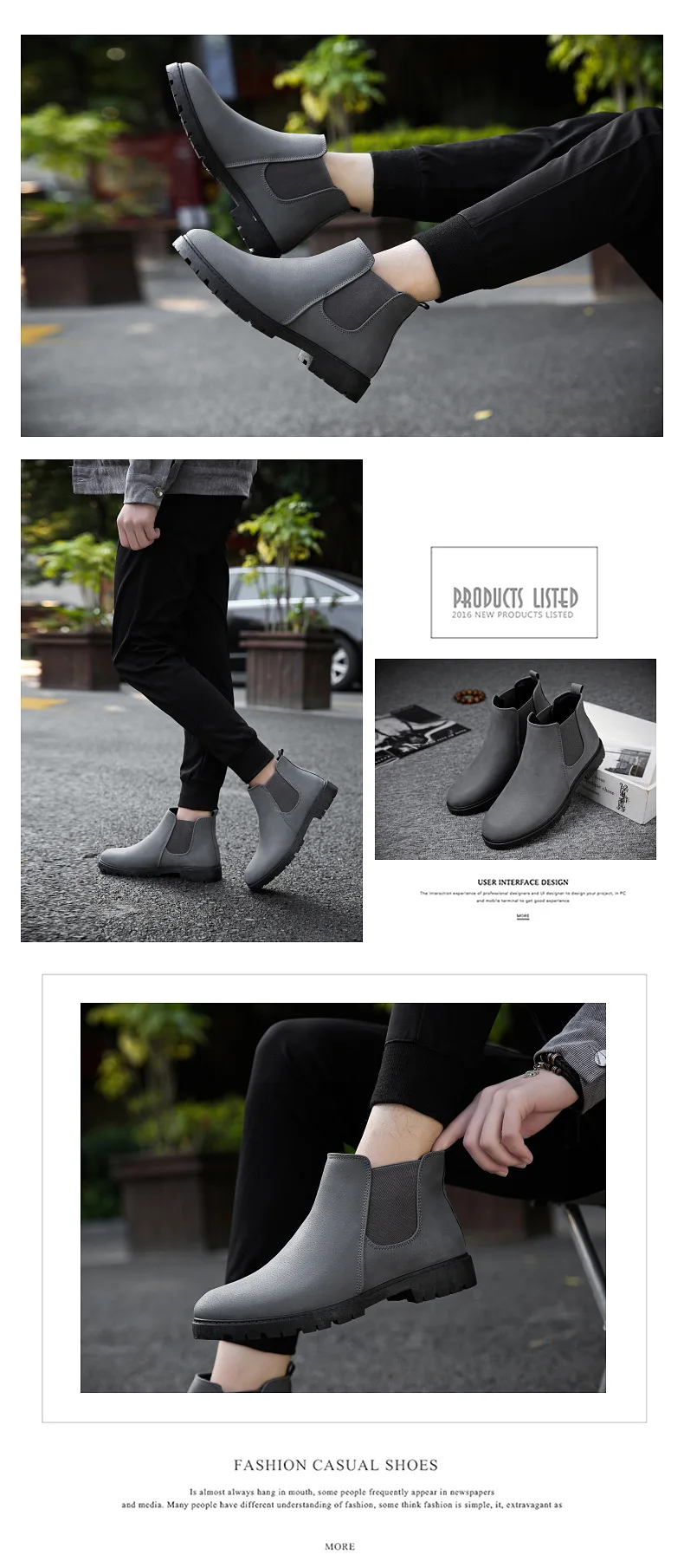 Модные мужские ботинки «Челси» г. Классические ботильоны в винтажном стиле мужская осенне-зимняя плюшевая обувь без шнуровки черного и серого цвета для мужчин 39-44