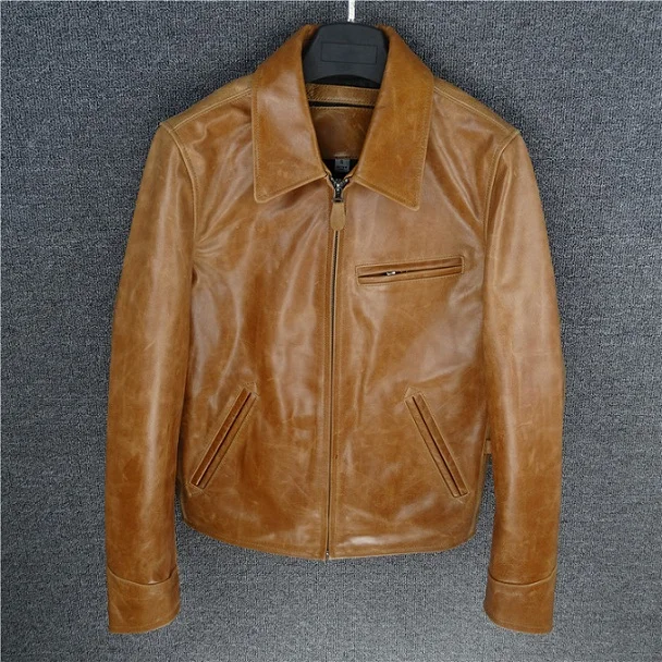 Free shipping.Brand classic horseskin leather coat,mens 100% genuine leather Jackets,fashion man slim japan jacket,quality genuine leather shearling coats & jackets Genuine Leather