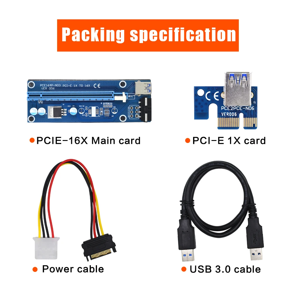 Tishric Ver006 Pci e удлинитель Express Riser Card 1 16x USB 3 0 кабель Sata на 4pin Molex Power для майнинга