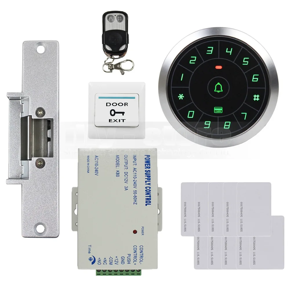 DIYKIT Access Control System 8000 Users 125KHz RFID Reader Password Keypad Electric Strike Lock Door Lock