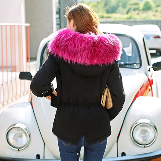 Cheap New 2016 Women Coats Jacket Collar Thicken Warm Padded Cotton Lady Parkas Female Jacket Real Large Raccoon Fur Winter Coat  183D
