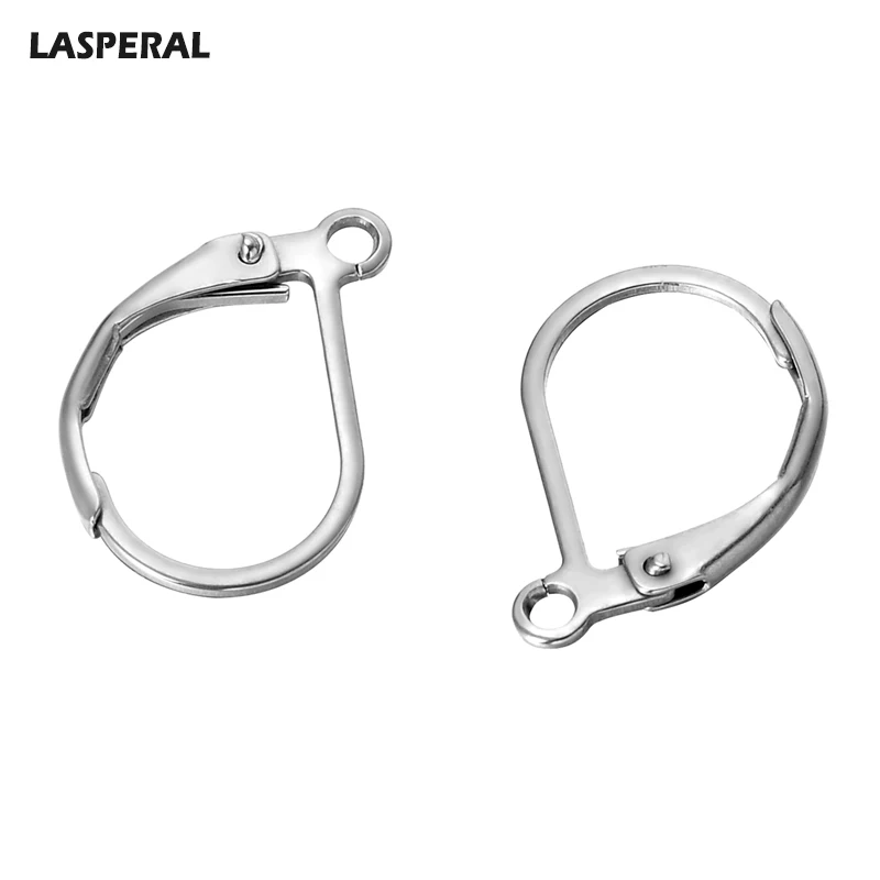 LASPERAL 10PCs Stainless Steel Earring Clasp For Jewelry Making Round