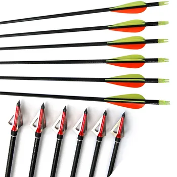 

6pcs hunting fiberglass bow arrows with arrow heads