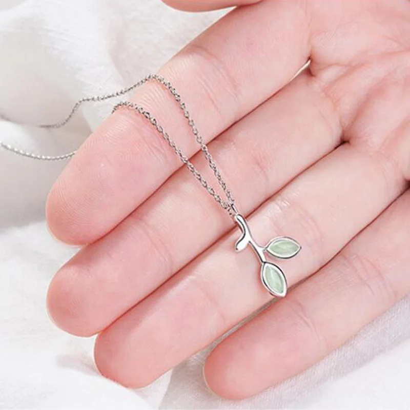 plant silver necklace jewelry  (8)