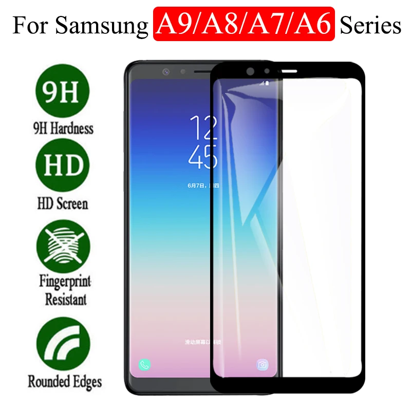 

Protective Glass on The For Samsung Galaxy A9 A8 A7 A6 Plus Star 2018 Cam Screen Protector Glaxay A750 A730F Tempered A 9 8 7 6