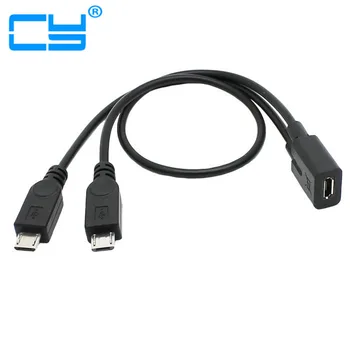 5個/2で1 micro usbオス2ポートmicro usbメス充電日付ケーブルサムスン、htc huawei社と他の携帯電話5個