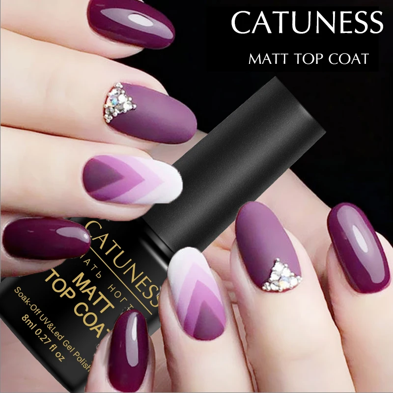 

CATUNESS Base Layer matte Clear Top Coat Polish Gel Frosted Nail Color UV LED Long Lasting Soak Off Nail Art Gel Lacquer Varnish