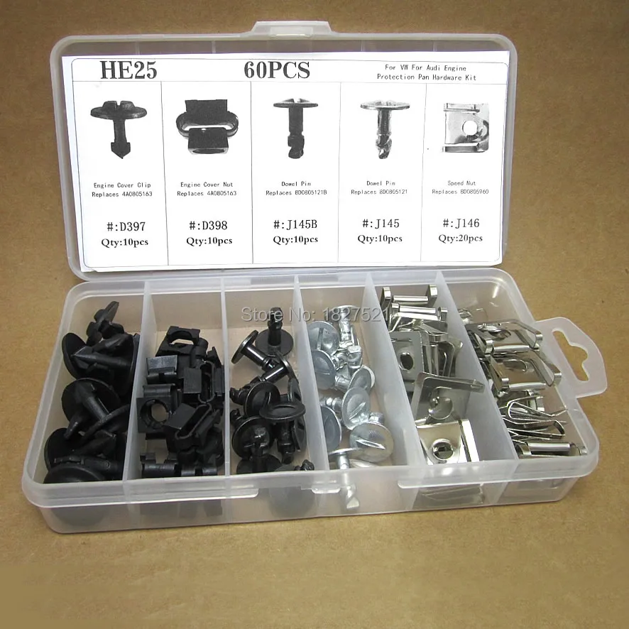 60pcs For Audi A4 For VW Passat Clips Nut Pin Engine Protection Pan Hardware Kit