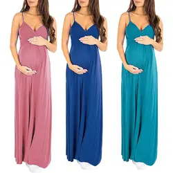 Для женщин беременных Платья для женщин пикантные однотонные, без рукавов, на лямках, с открытой спиной, длинное платье для беременных 2019 Ropa