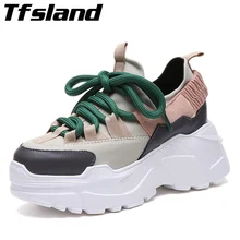 Демисезонные сникерсы на платформе, женская обувь, увеличивающая рост, на массивном каблуке, женские кроссовки, Chaussure Femme, прогулочная обувь на танкетке