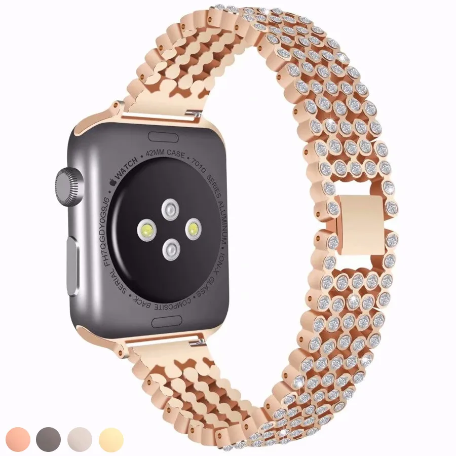 Ремешок для часов Apple Watch Series 4 5 44 мм 40 со стразами из нержавеющей стали iWatch 3 2 1 42 38 |