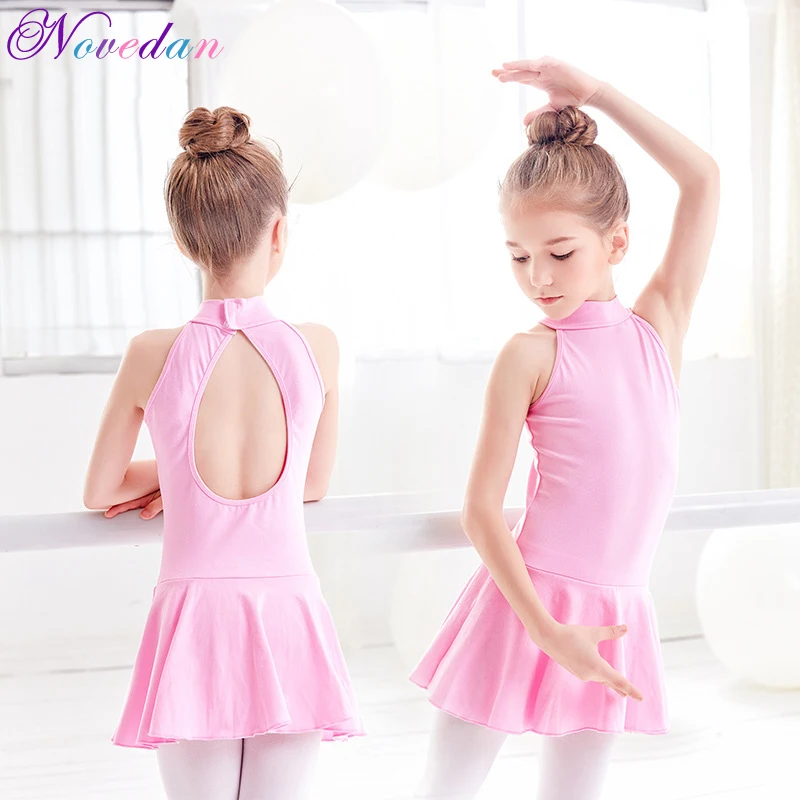 

New Arrival Cotton Turtleneck Open Back Ballet Dress Kids Children Gymnastics Dance High Neck Leotard Girls Ballerina Clothes
