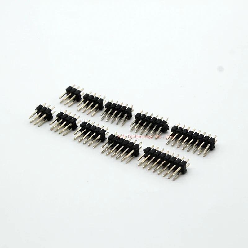 100Pcs Gold Plated 1.27mm Pitch Double Row PTH Male Pin Header Strip For Arduino 2x2P 2x3P 2x4P 2x5P 2x6P 2x7P 2x8P 2x9P 2x10P