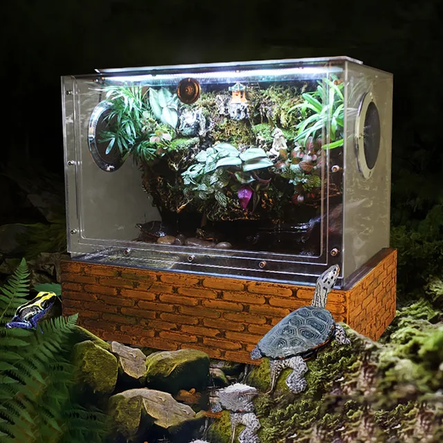 Vivarium Paludarium Aquarium Turtle Tank with Background UVA Light