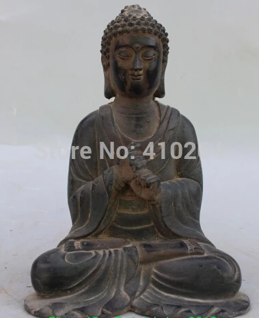 

9" Chinese Tibet Buddhism Bronze Shakyamuni Amitabha Buddha Pagoda Tower Statue