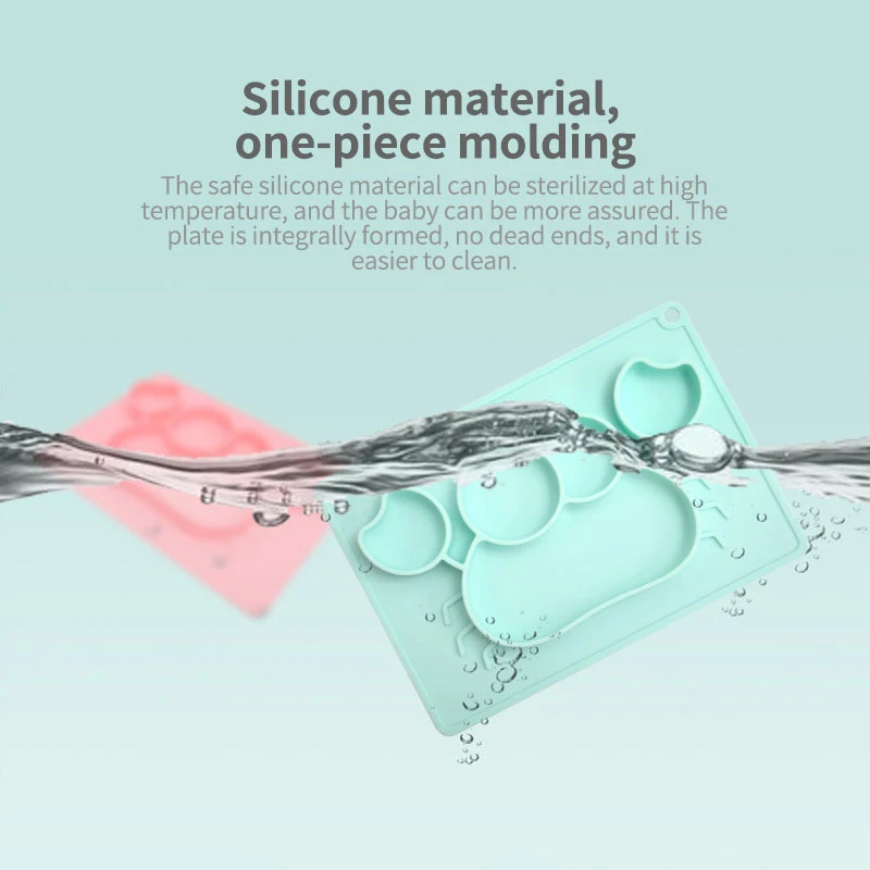 Safe Silicone Dining Plate Children Cartoon Tableware Baby Dinner Plate Kids Training Bowl for kids Suction Toddle Feeding Dishe