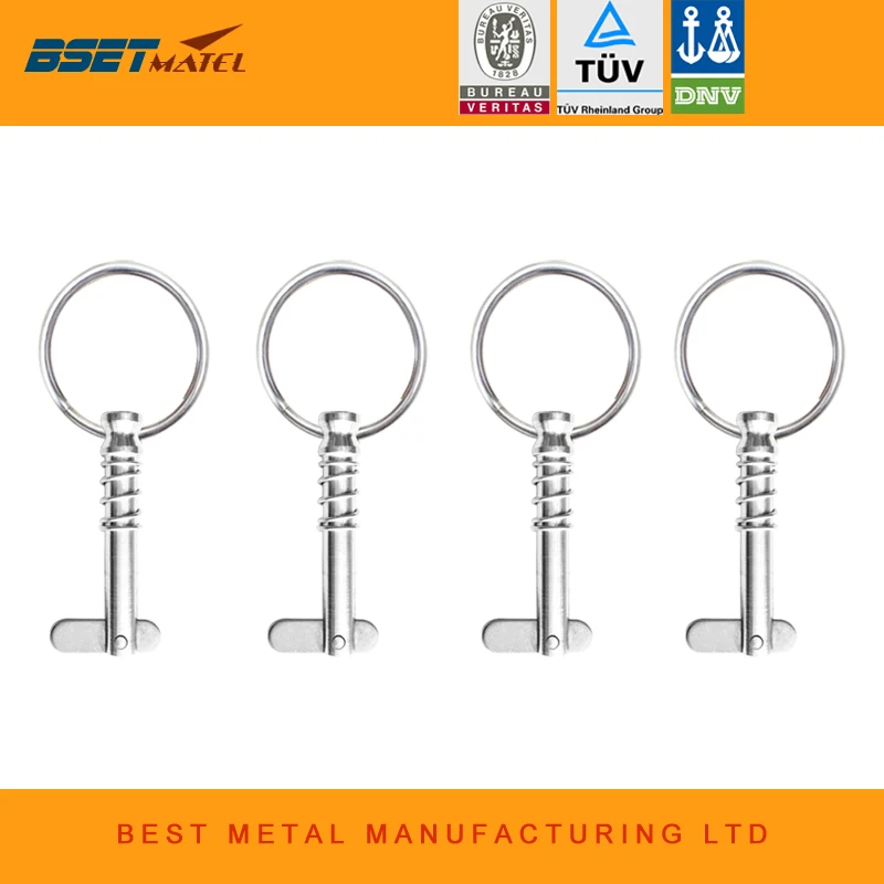 

4PCS 6.3*42mm BSET MATEL Marine Grade 1/4 inch Quick Release Pin with Ring for Boat Bimini Top Deck Hinge Marine hardware