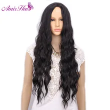 Amir натуральный свободный глубокий мягкий длинный черный коричневый красный парик синтетические волосы термостойкие тканевые крылья для женщин средняя часть косплей парик