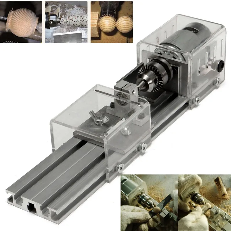 

Brand New DC 24V Mini Lathe Beads Machine Woodworking DIY Lathe Polishing Cutting Drill Rotary Tool Standard Set