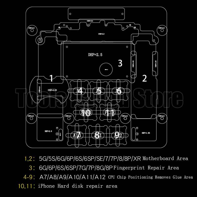 Механик двухслойная арматура для iPhone 5G 5S 6G 6 S 6SP SE 7 7 P 8 8 P XR материнская плата отпечатков пальцев процессор чип удалить клей ремонт