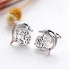 Cute Romantic Dolphin Love Stud Earrings For Women High Quality 925 Jewelry Stering Silver Round Cut AAA Zircon Brinco Bijoux ► Photo 3/6