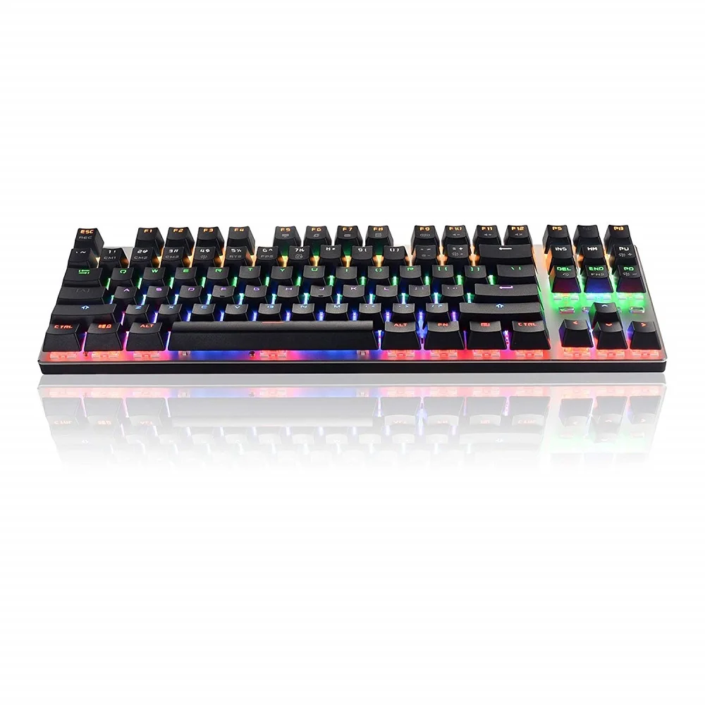 

Mechanical Keyboard RGB Mechanical Gaming Keyboard RU Layout with Blue Switches 104 Keys Anti-Ghosting Customizable RGB Backlit