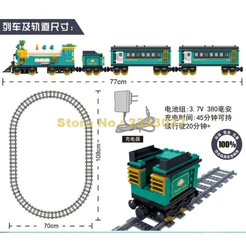 98102 851 шт. Батарея работает электрический Puffing Билли паровоз Building Block|Блочные