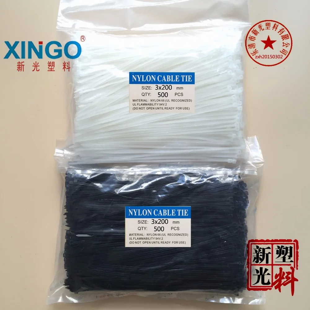 

500Pcs/pack 3*200 3x200 High Quality width 2.5mm White Color Self-locking Plastic Nylon Cable Ties,Wire Zip Tie