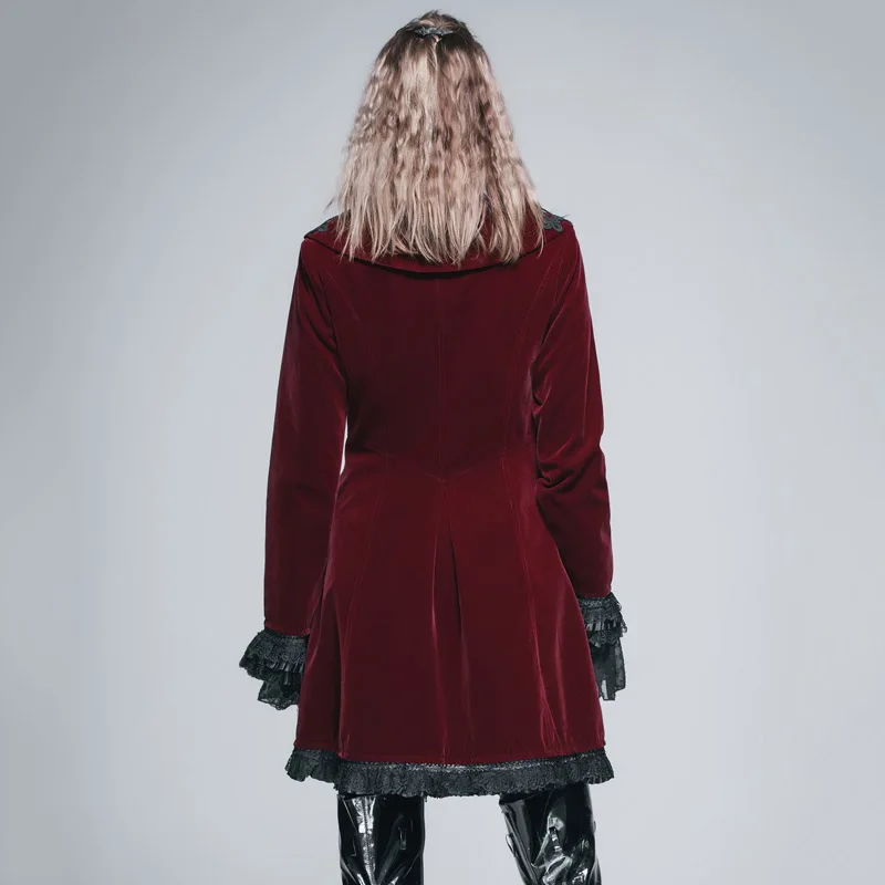 Женское длинное пальто Devil Fashion Готическая однобортная куртка в стиле стимпанк с V