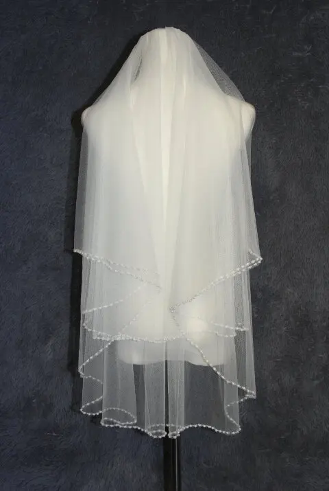 

Free Shipping Ivory pearl wedding veils veu noiva cathedral veils with crystals