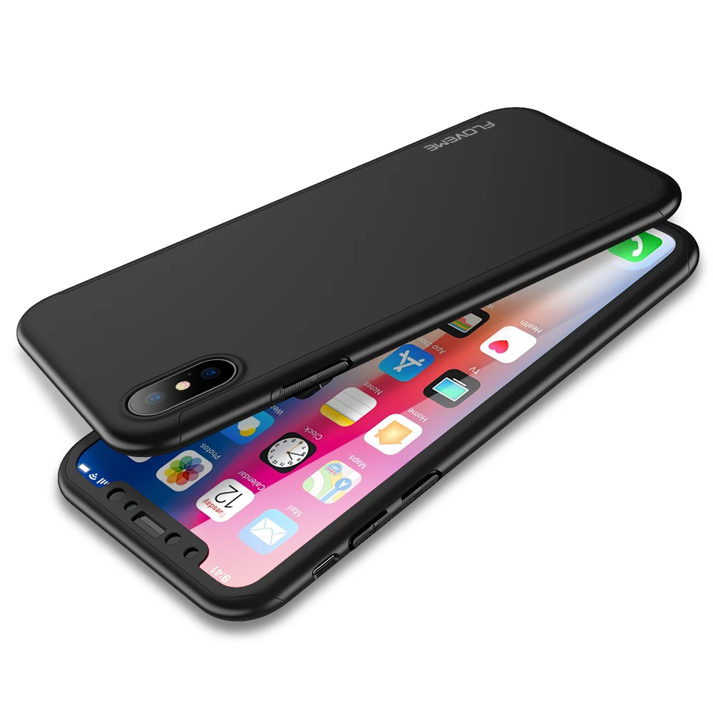FLOVEME 360 полный защитный чехол для телефона iPhone 5S 6 6s Plus 7 8 ударопрочный Жесткий ПК Xr